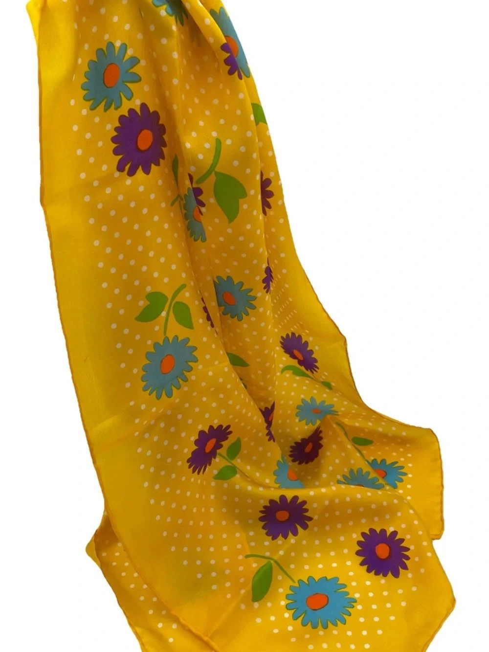 Yellow Floral Silk Scarf - Bright Daisy Print